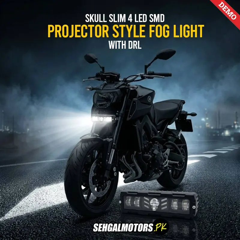 Skull Slim 4 Led Smd Projector Style Fog Light With Drl For Bikes 6003 1