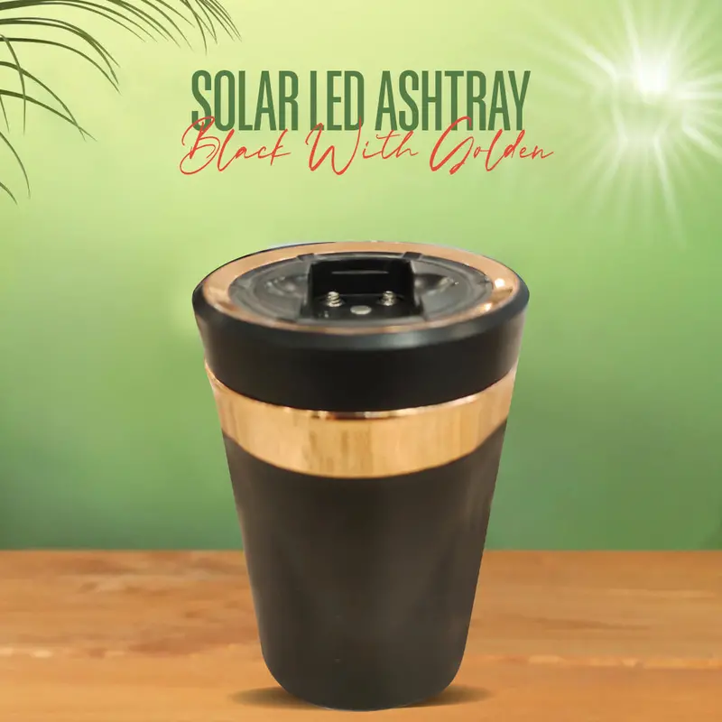 Solar Led Ashtray Black With Golden 1