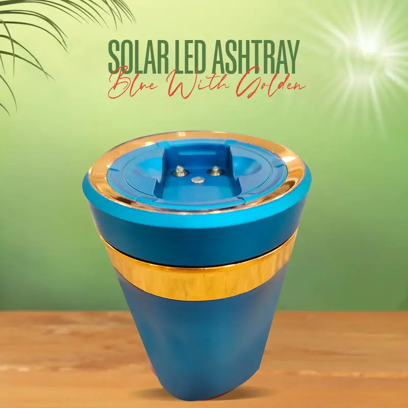 Solar Led Ashtray Blue With Golden 1