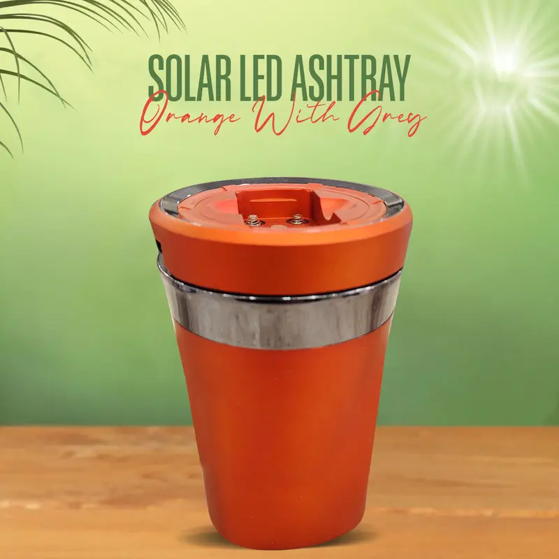 Solar Led Ashtray Orange With Grey 1