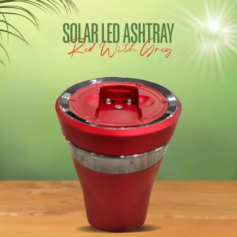 Solar Led Ashtray Red With Grey 1