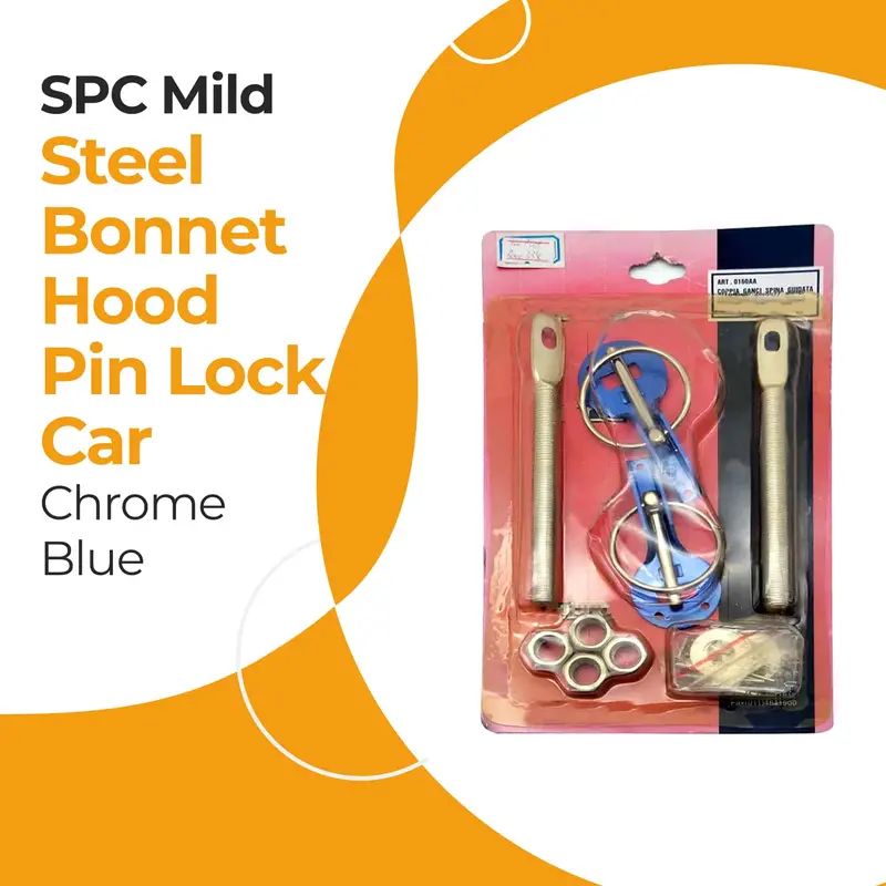 Spc Mild Steel Bonnet Hood Pin Lock Car - Chrome Blue 1