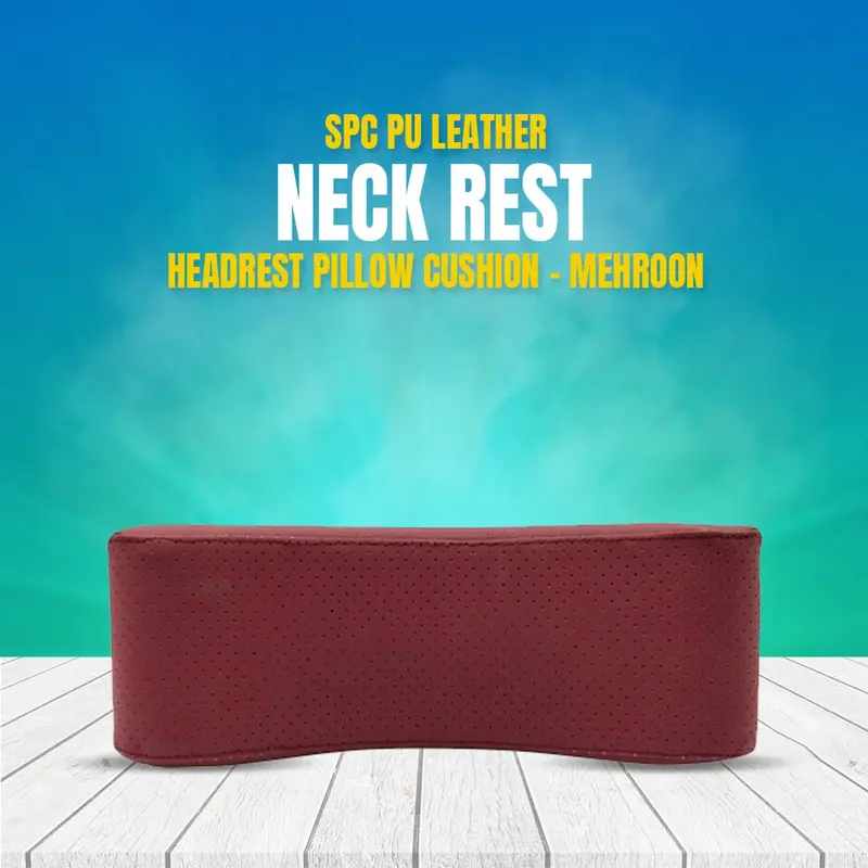 Spc Pu Leather Neck Rest Headrest Pillow Cushion - Mehroon 1
