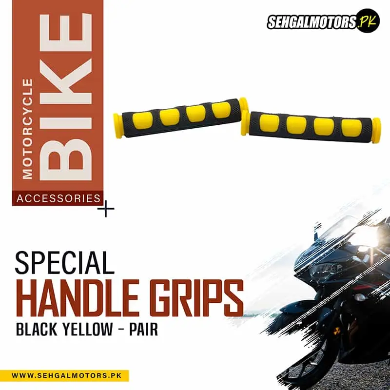 Special Grips Rubber Motorcycle Bike Front Brake And Clutch Lever Grips Pair - Black Yellow 1
