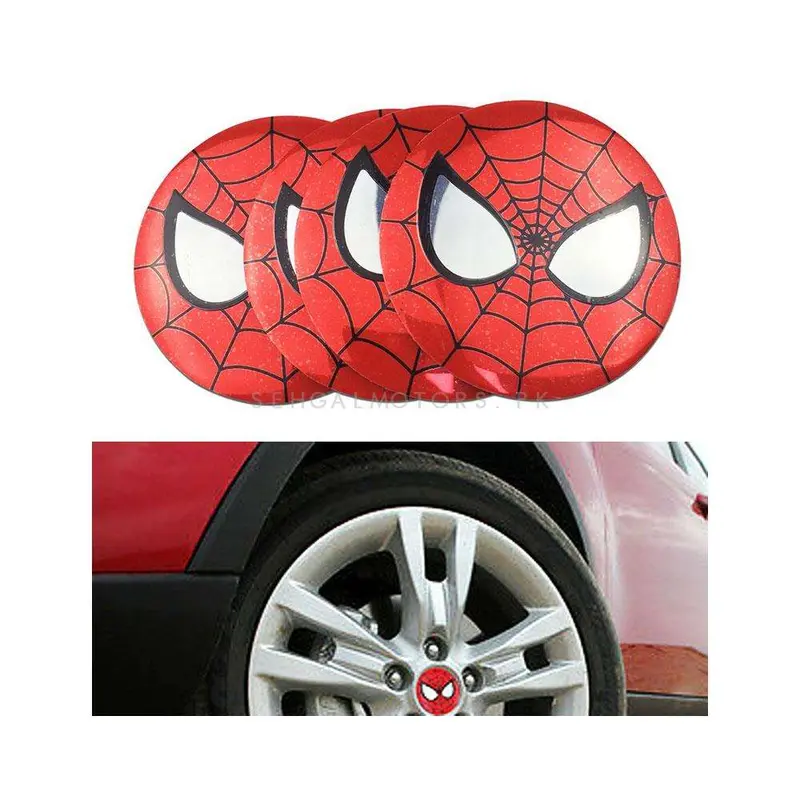 Spider Man Wheel Cap Logo Center Hub Badge Sticker - 4 Pcs 2