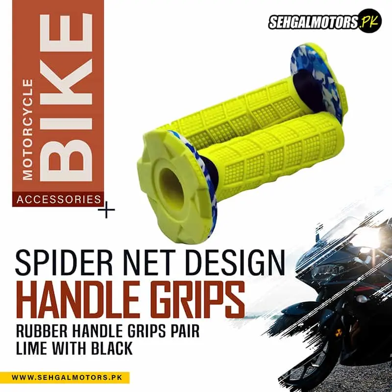Spider Net Design Rubber Handle Grips For Motorcycle Bikes Pair 1