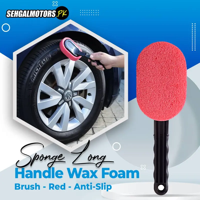 Sponge Long Handle Wax Foam Brush - Red - Anti-Slip Handle Easy To Use Comfortable To Grip 1
