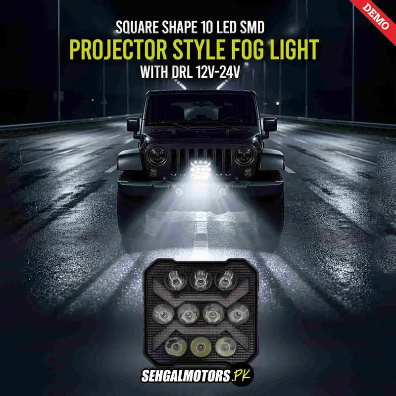 Square Shape 10 Led Smd Projector Style Fog Light With Drl12v-24V 1