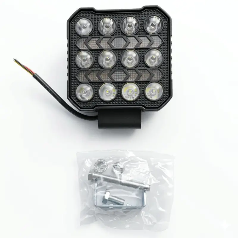 Square Shape 12 Led Smd Projector Style Fog Light With Drl 12V-24V 2