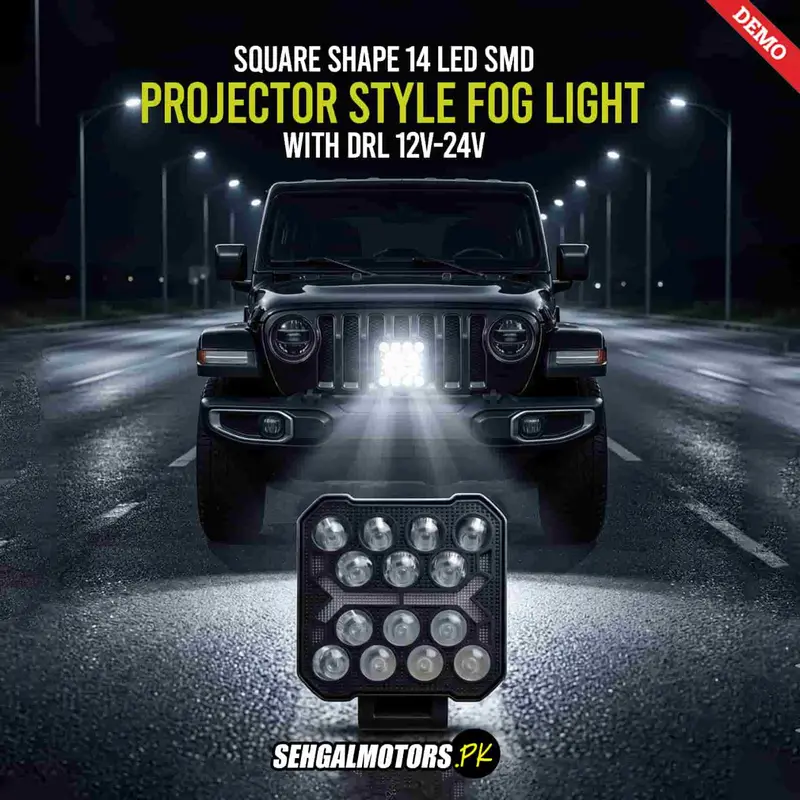 Square Shape 14 Led Smd Projector Style Fog Light With Drl 12V-24V 1