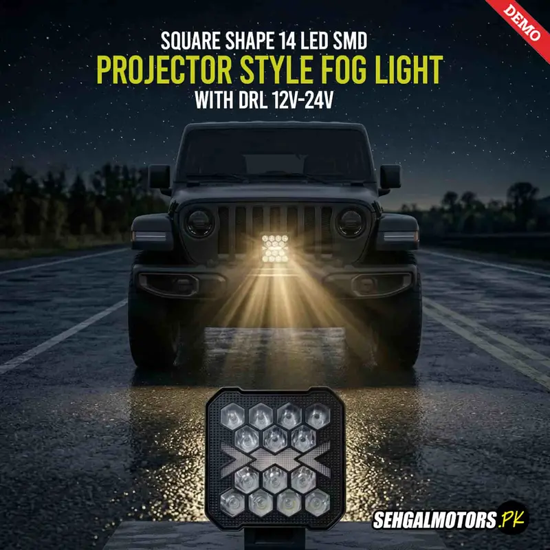 Square Shape 14 Led Smd Projector Style Fog Light With Drl 12V-24V 1