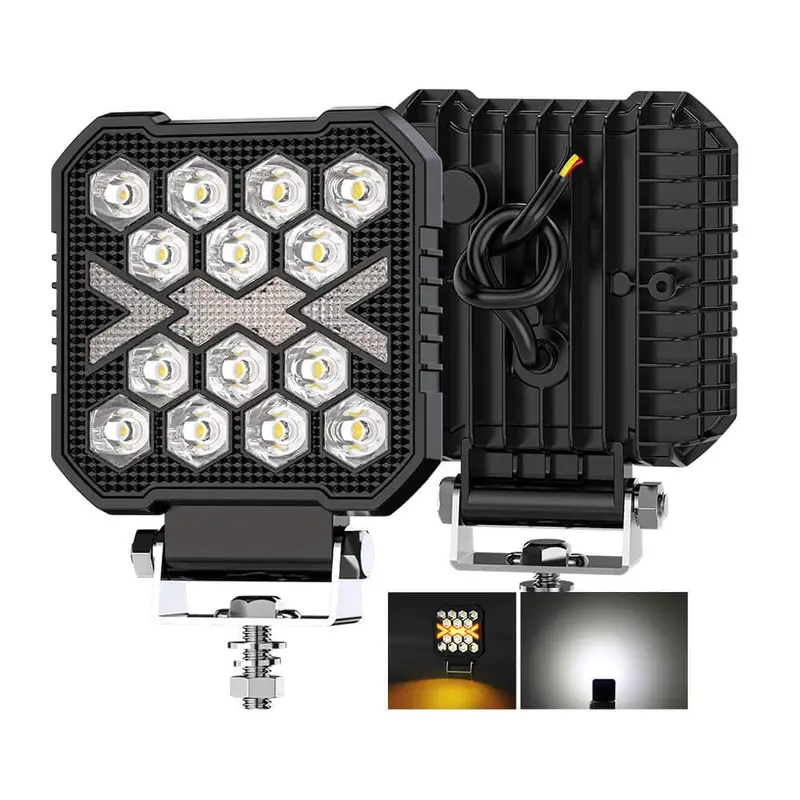 Square Shape 14 Led Smd Projector Style Fog Light With Drl 12V-24V 2