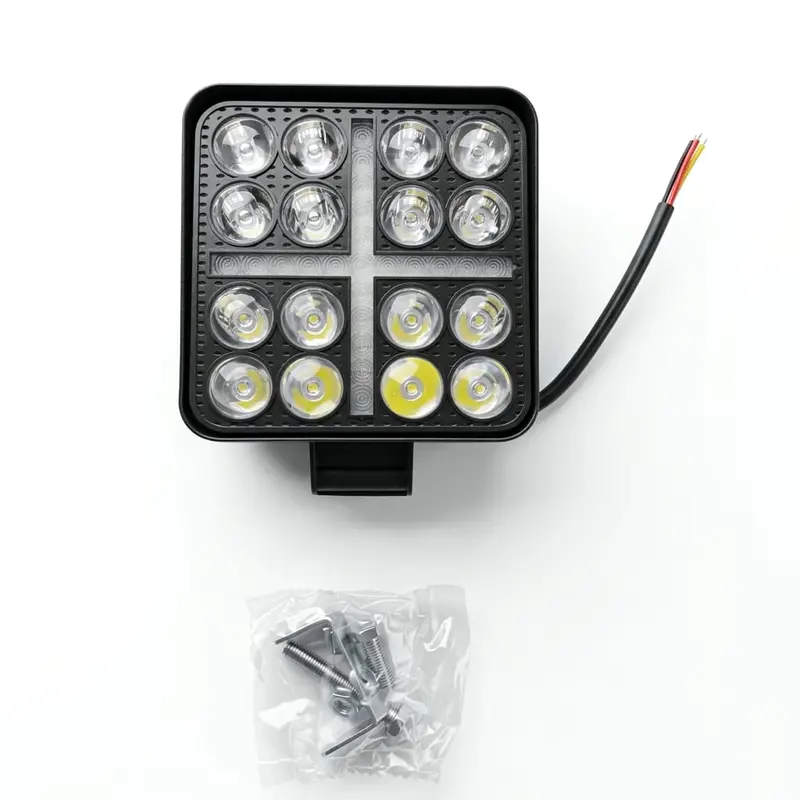 Square Shape 16 Led Smd Projector Style Fog Light With Drl 12V-24V 2