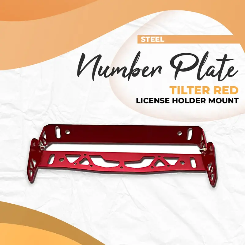 Steel Number Plate License Plate Tilter Red - License Holder Mount Bracket Number Plate | Auto License Plate Frame 1