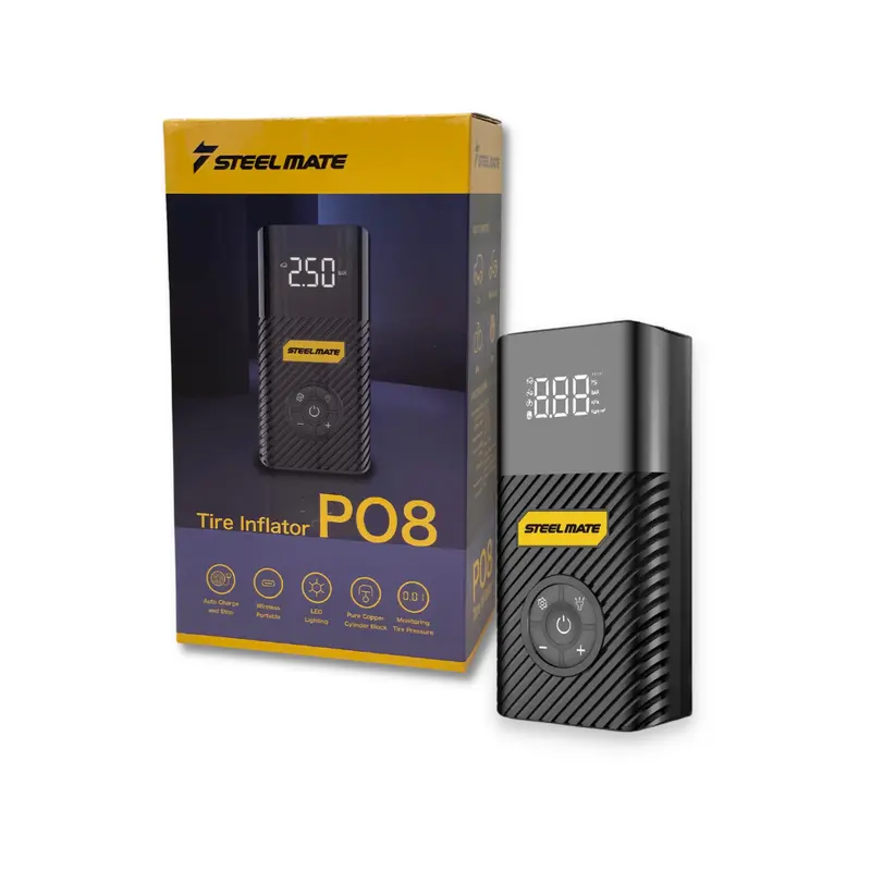 Steelmate Po8 Tire Inflator System 6000Mah 12V Electric Portable Tire Inflator Pump For Bike Motorcycle Car Scooter Ball 1