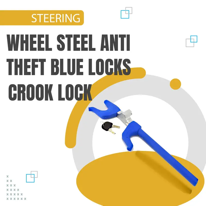 Steering Wheel Steel Anti-Theft Blue Locks Crook Lock 1