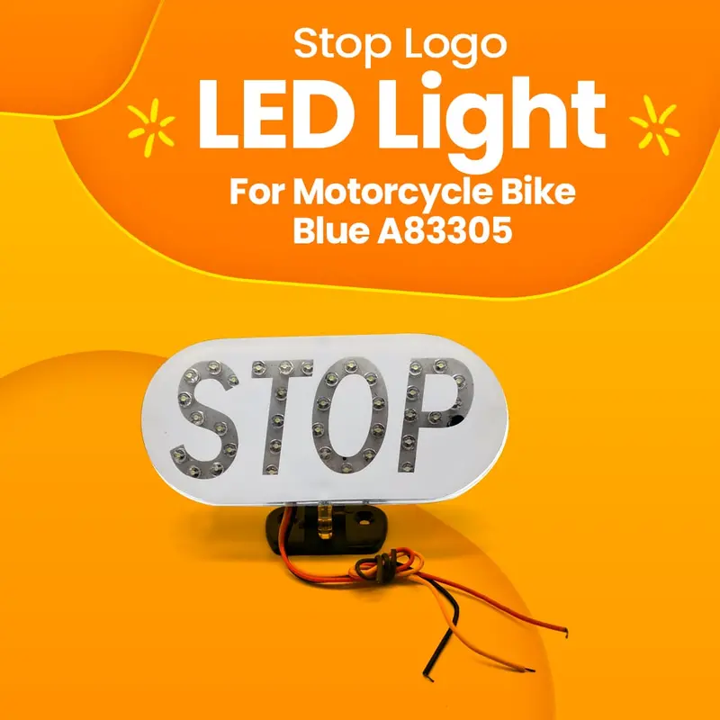 Stop Logo Led Light For Motorcycle Bike - Blue A83305 1