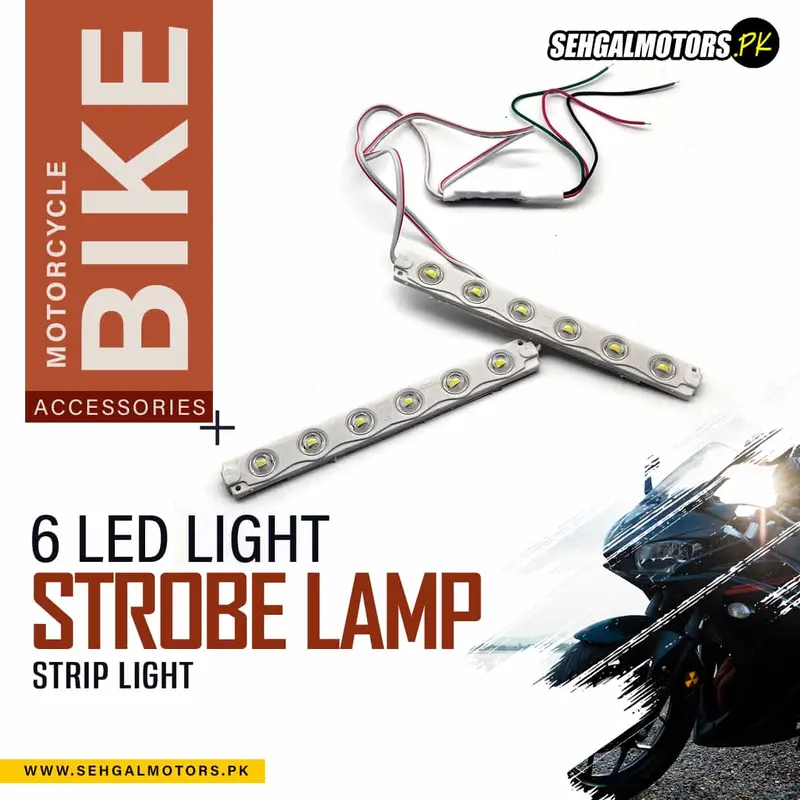 Strobe Lamp Strip 6 Led Light For Motorcycle Bike Hy1663f - W 1