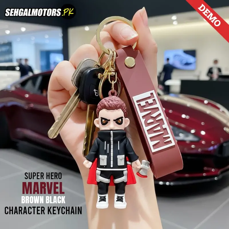 Super Hero Character Keychain Marvel Brown Black 1