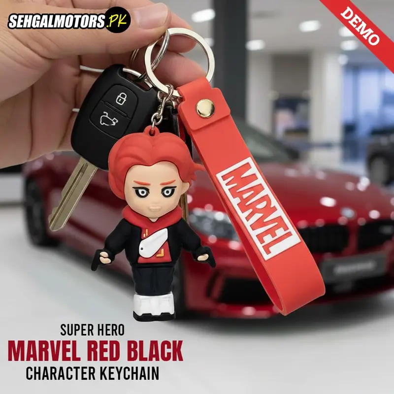 Super Hero Character Keychain Marvel Red Black 1