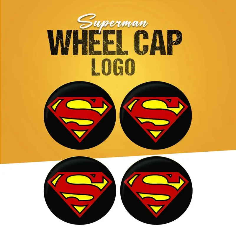 Superman Wheel Cap Logo Center Hub Badge Sticker - 4 Pcs 1
