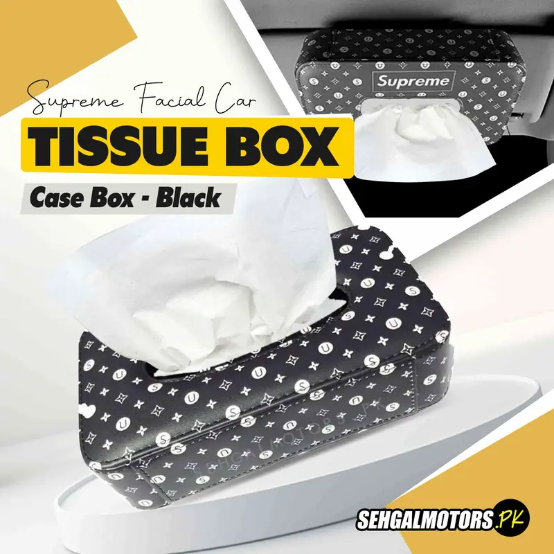 Supreme Facial Car Sun Visor / Sunshade Tissue Holder Case Box - Black 1
