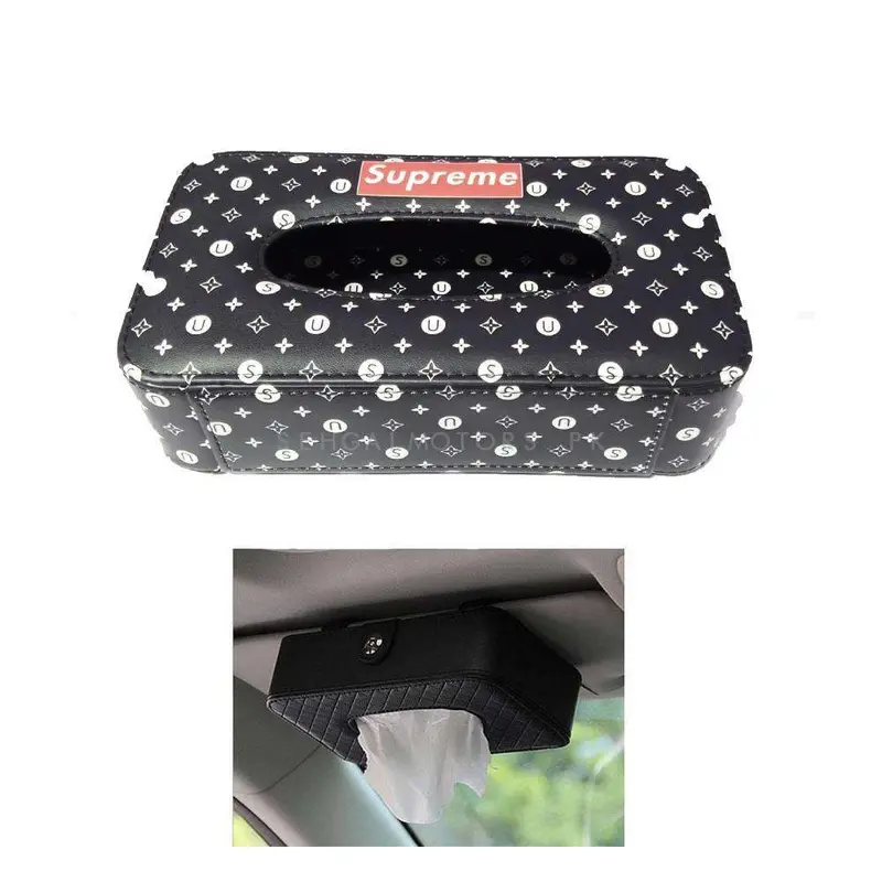 Supreme Facial Car Sun Visor / Sunshade Tissue Holder Case Box - Black 2