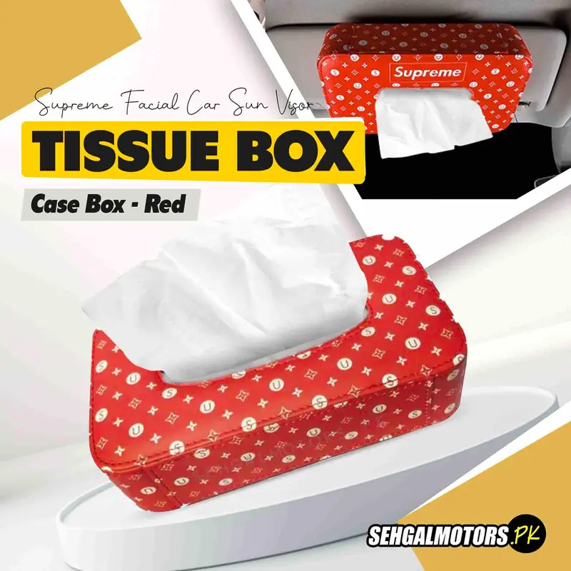 Supreme Facial Car Sun Visor / Sunshade Tissue Holder Case Box - Red 1