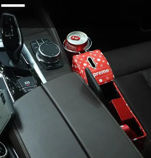 Supreme Seat Gap Filler Leather With Coin Holder Left Side Red - Each 2