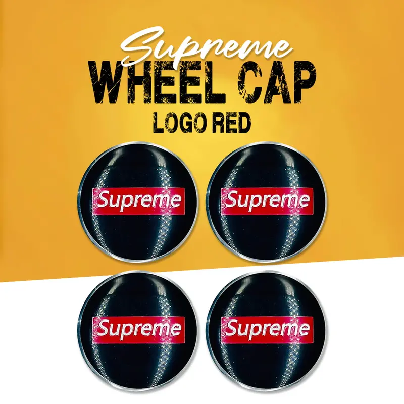 Supreme Wheel Cap Logo Red Center Hub Badge Sticker - 4 Pcs 1