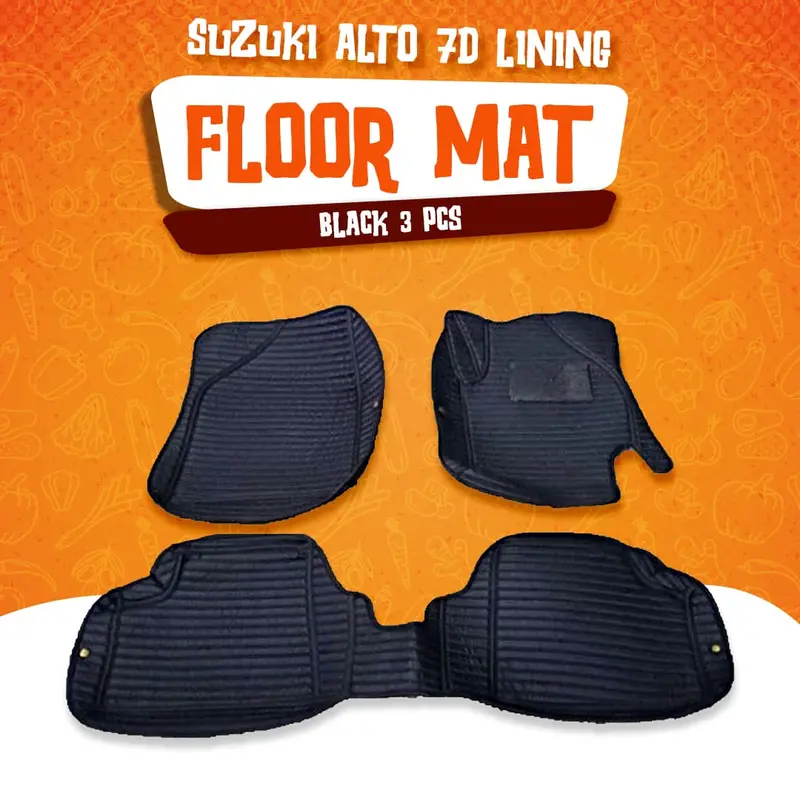 Suzuki Alto 7D Lining Floor Mats - Black 3 Pcs Set 2018 - 2025 1