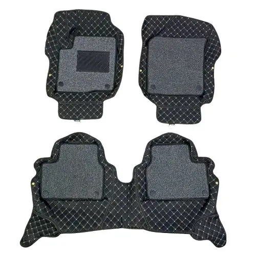 Suzuki Alto 9D Floor Mats Mix Thread 3Pcs 2019 - 2025 - Black With Grey Grass 2