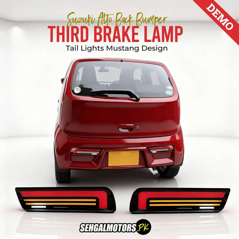 Suzuki Alto Back Bumper Third Brake Lamp Tail Lights Mustang Design - Smoke Model 2019-2022 1