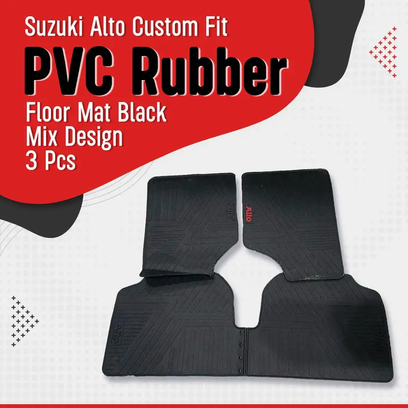 Suzuki Alto Custom Fit Pvc Rubber Floor Mat Black Mix Design 3 Pcs 2018 - 2025 1