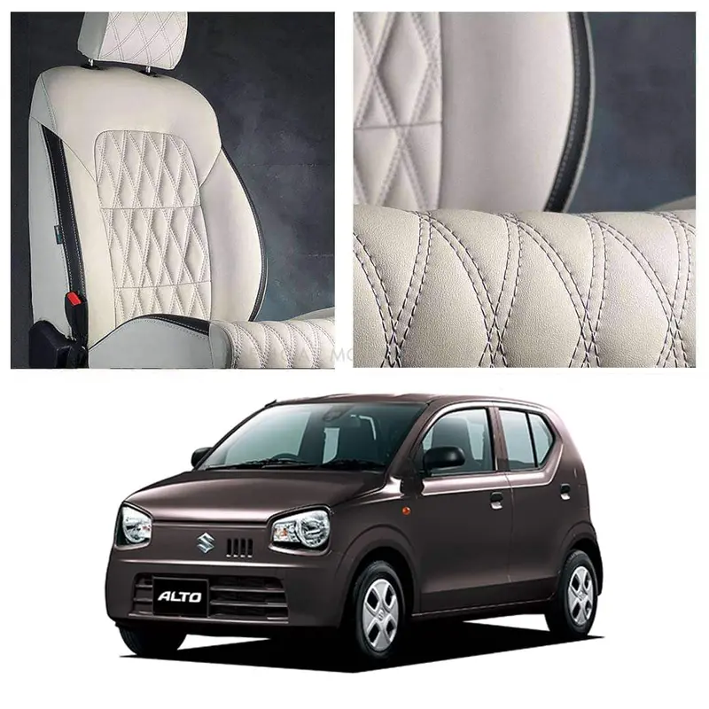 Suzuki Alto Diamond Cut Beige Black Seat Covers 2018 - 2025 1