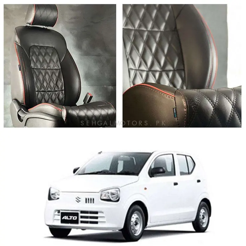 Suzuki Alto Diamond Cut Black Red Seat Covers 2018 - 2025 1