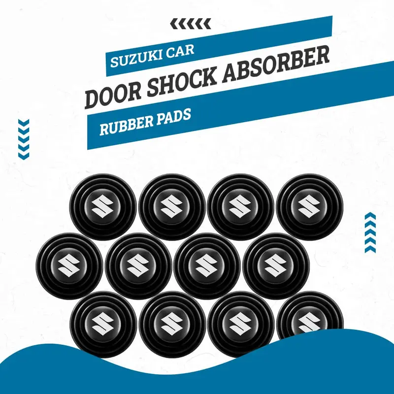 Suzuki Car Door Shock Absorber Rubber Pads - Black With Logo 12 Pcs Car Protection Set | Door Protectors 1