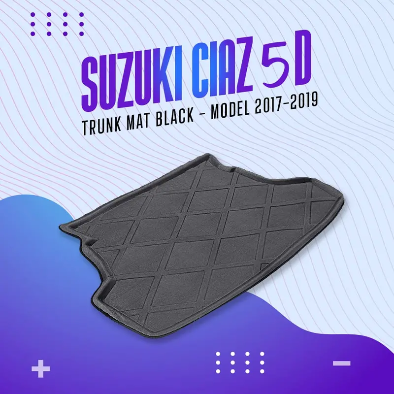 Suzuki Ciaz 5D Tpe Trunk Mat Black 2017 - 2021 - Cargo Boot Liner Diggi Protection Tray Cover 1