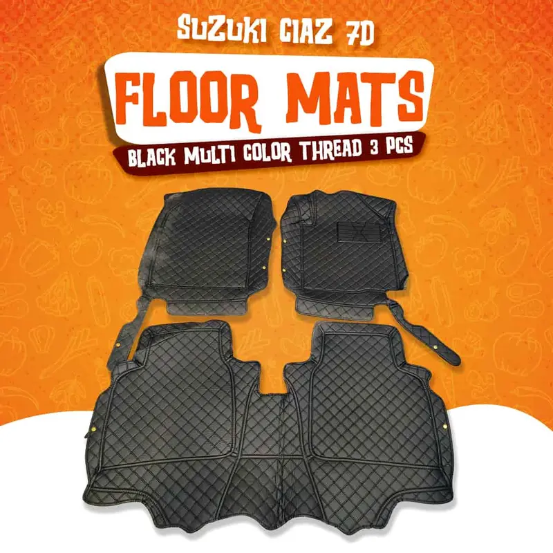 Suzuki Ciaz 7D Floor Mats - Black - 3 Pcs Set 2017 - 2021 1