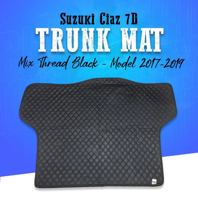 Suzuki Ciaz 7D Trunk Mat Mix Thread Black 2017 - 2021 - Cargo Boot Liner Diggi Protection Tray Cover 1