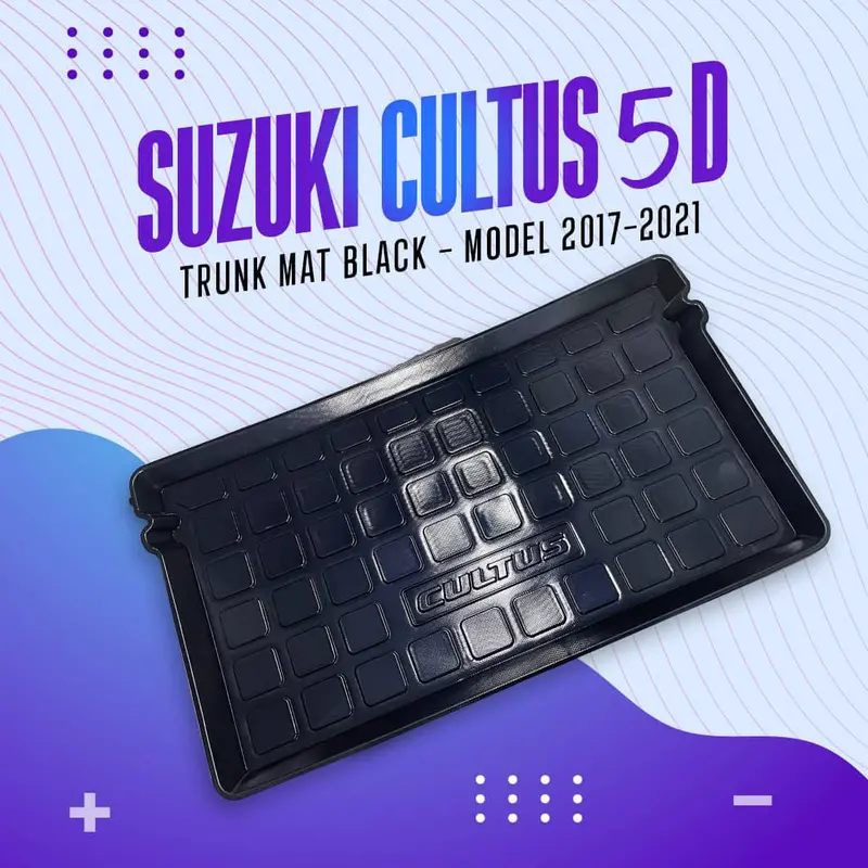 Suzuki Cultus 5D Tpe Trunk Mat Black 2017 - 2025 - Cargo Boot Liner Diggi Protection Tray Cover 1