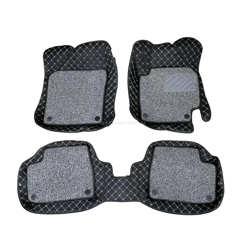 Suzuki Cultus 9D Floor Mats Mix Thread 2017 - 2025 - Black With Grey Grass 2