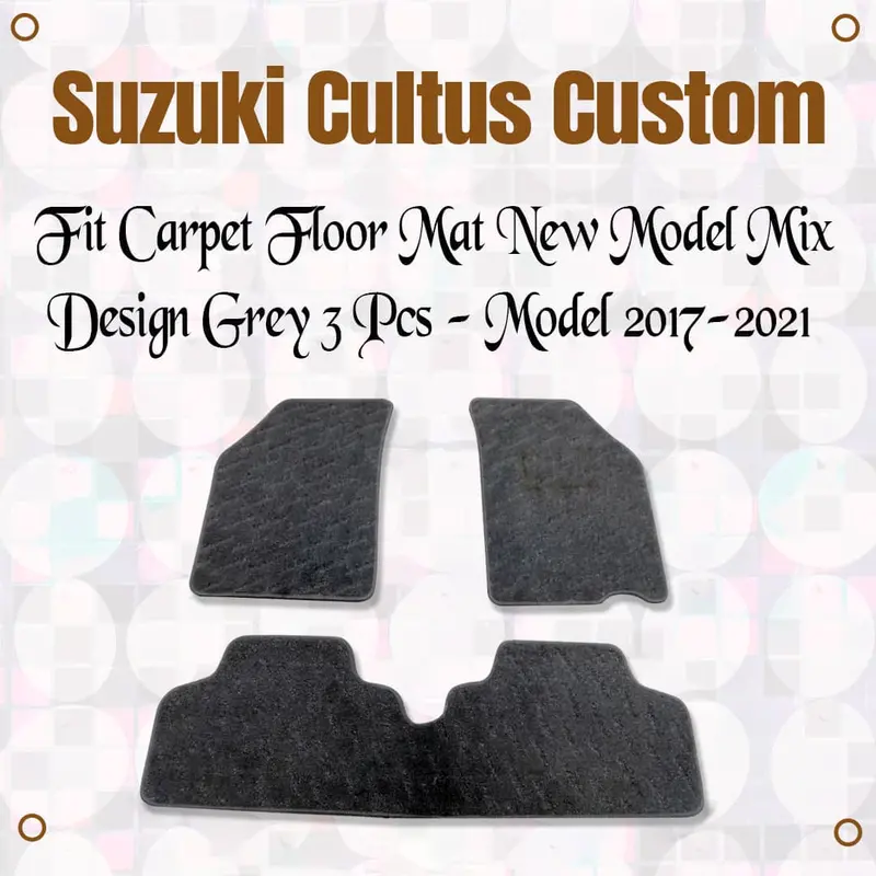 Suzuki Cultus Custom Fit Carpet Floor Mat Mix Design Grey 3 Pcs 2017 - 2025 - New Model 1