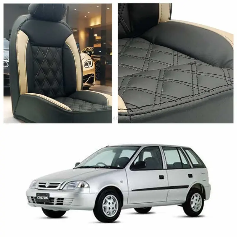 Suzuki Cultus Diamond Cut Black Beige Seat Covers 2007 - 2017 1