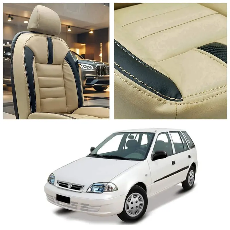 Suzuki Cultus Hockey Design Beige Black Seat Covers 2007 - 2017 1