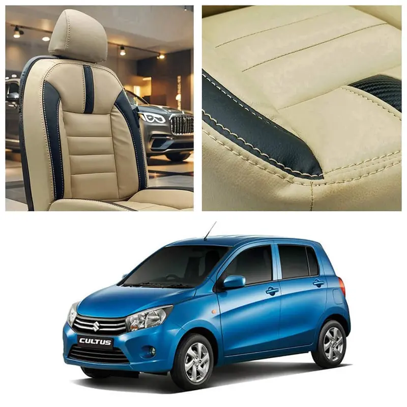 Suzuki Cultus Hockey Design Beige Black Seat Covers 2017 - 2025 1