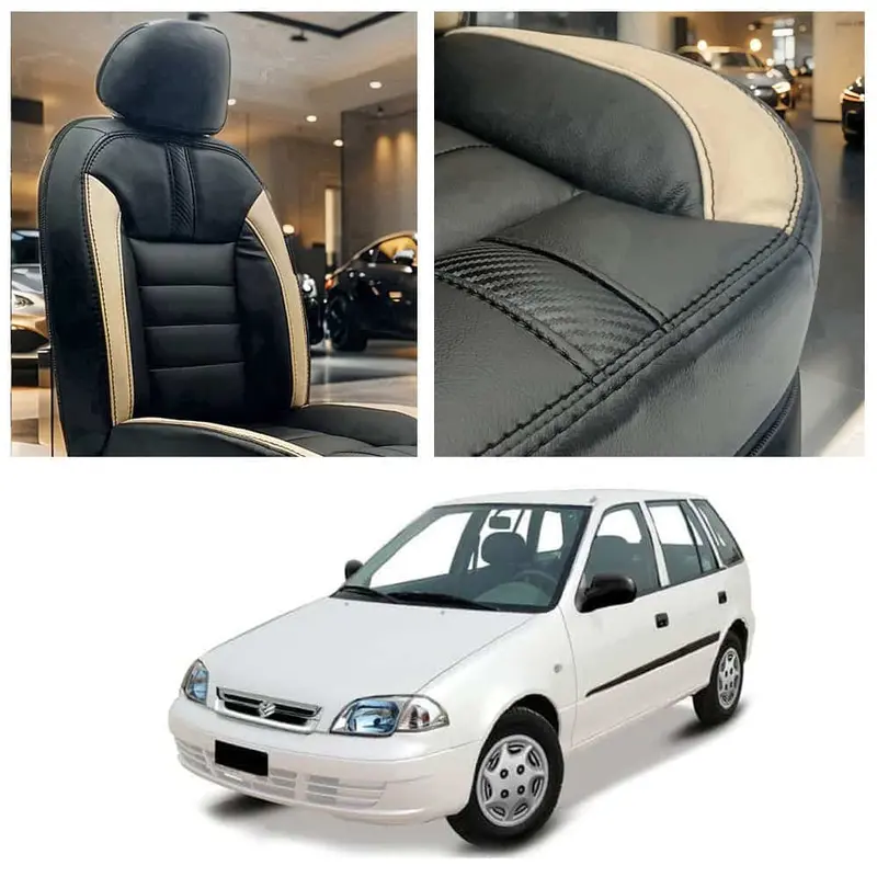 Suzuki Cultus Hockey Design Black Beige Seat Covers 2007 - 2017 1