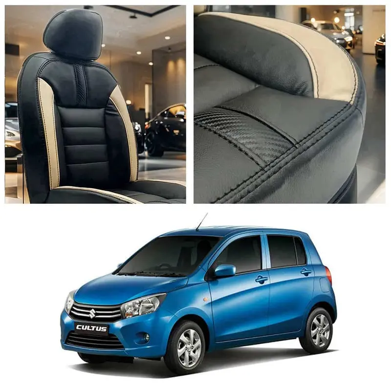 Suzuki Cultus Hockey Design Black Beige Seat Covers 2017 - 2025 1