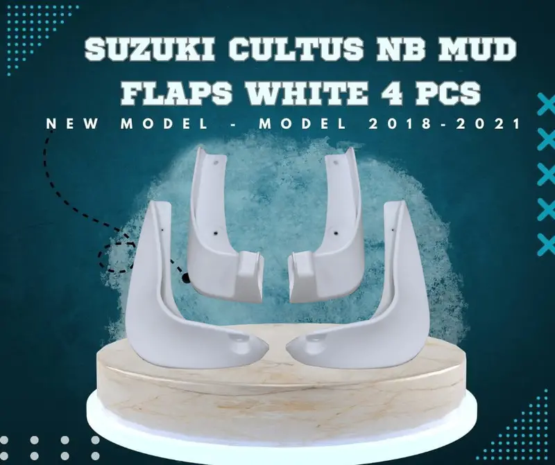 Suzuki Cultus Mud Flaps White 4 Pcs New Model 2017 - 2025 1