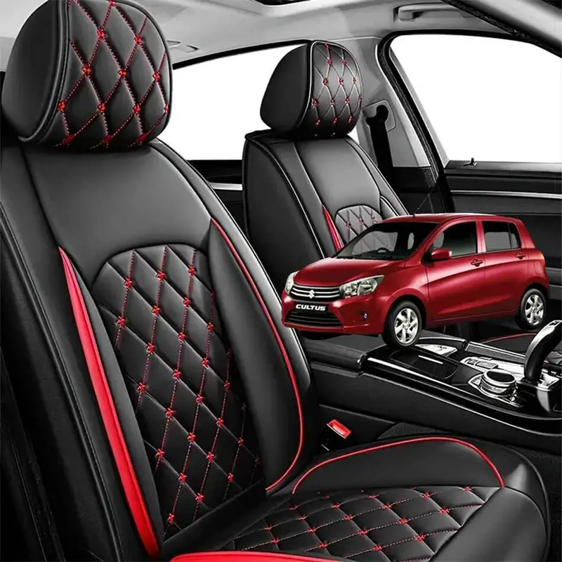 Suzuki Cultus Seat Cover Japanese Leather Black With Red Stitch Model 2017-2022 1